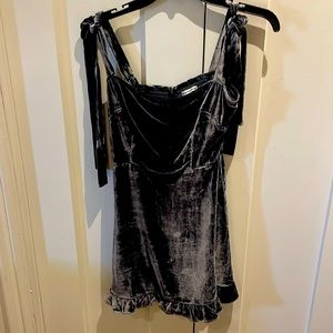 Reformation mini dress in grey velvet size 4